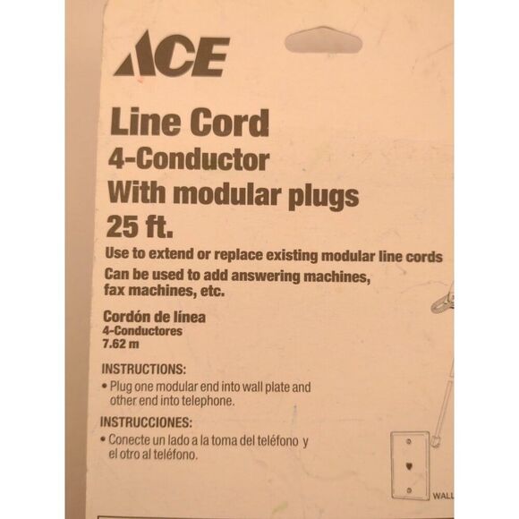 Telephone Line Cord ACE Hardware 25ft with Modular Plugs Line Cord - Picture 12 of 13
